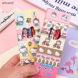 ATTACT 4 支可愛卡通三麗鷗 Hello Kitty 中性筆卡哇伊筆套裝速乾藍色可擦筆辦公學校用品文具 TW
