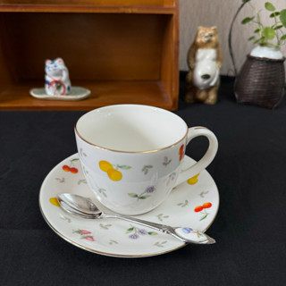 全新 日本Mie Japan鳶尾花高階鎏金骨瓷Noritake蕾絲邊咖啡紅茶杯