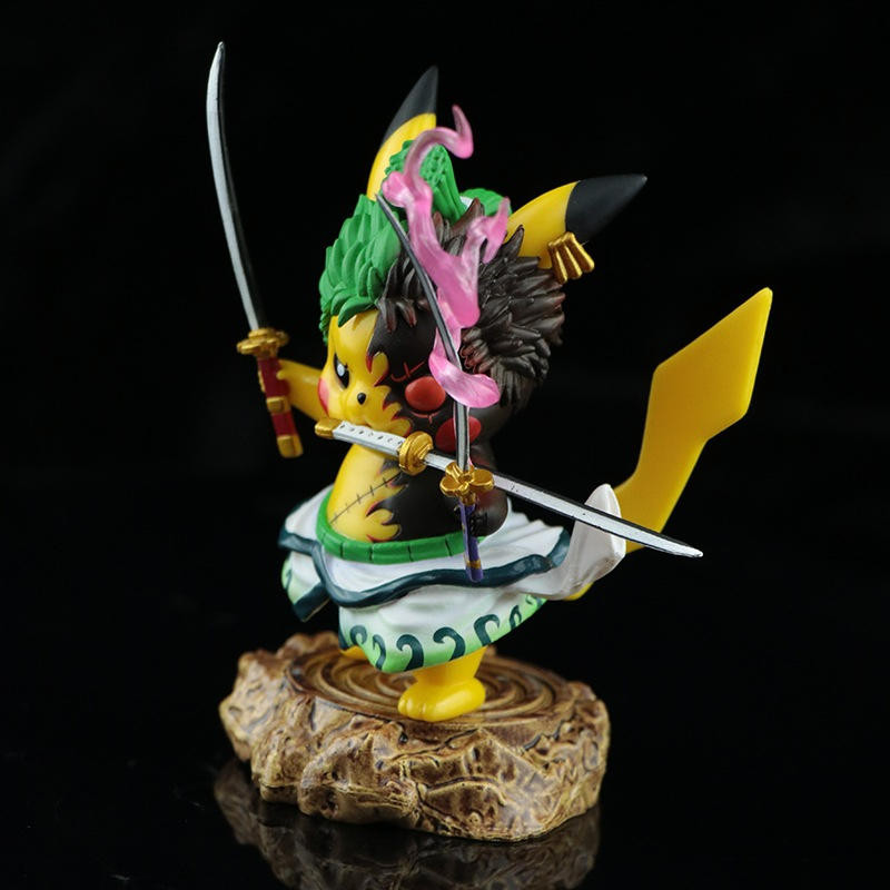 跨境新品 變裝皮卡丘 車載擺件 cos皮卡丘 航海王皮卡丘 閻魔索隆皮卡丘 GK海賊王和服索隆cos變裝皮卡丘模型公仔