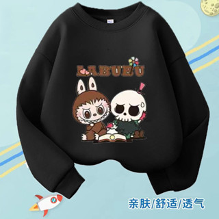 [秋冬新品]兒童長袖T恤男大童衛衣2025年春秋季labubu男寶圓領衛衣兒童卡通印花上衣中大童套頭外套兒童上衣男童上衣