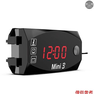 3 合 1 摩托車儀表 LED 數字時鐘溫度計電壓電壓表防水電池監控儀表 6-30V 用於汽車船用摩托車