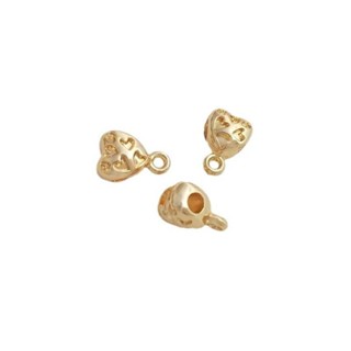 宏雲Hongyun-Ala新品-14K包金保色愛心形帶吊環隔珠手工diy手鏈項鍊飾品串珠掛吊飾配件