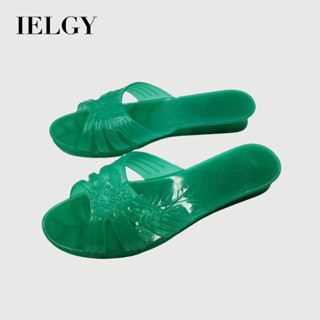 IELGY菊花拖鞋夏季軟底水晶果凍防滑坡跟綠色