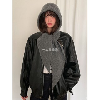 必備🫧2024新款冬季巴拉克法帽 小眾帽子圍巾 一體加厚保暖針織帽子 秋冬護耳連身針織帽 防寒騎車帽圍脖 加厚毛絨帽