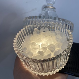 44,000人養天然水晶消磁磁鐵擺件容器首飾帶蓋4.4萬容器好天然水晶消磁石擺件首飾帶蓋盒碎石玻璃碗淨化透明LYJ25.
