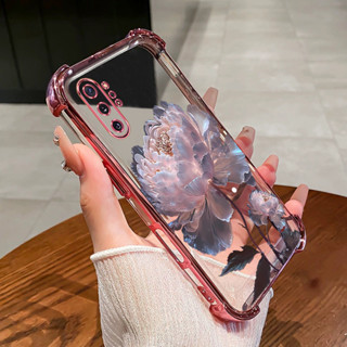 SAMSUNG 適用於三星 NOTE 10 pro NOTE 20 ULTRA 手機殼大蓮花四角矽膠 TPU 透明軟殼