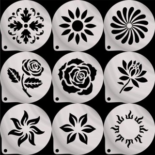 現貨【粉篩模具】3寸304 不鏽鋼 咖啡奶茶撒粉模具 花朵面歐包 噴花模 糖粉篩 烘焙印花模