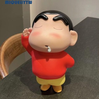 MIQUELIY蠟筆小新存錢罐,儲蓄罐裝飾性的小新娃娃擺飾,大容量卡通片可開啟卡通小新存錢罐新年
