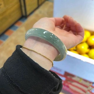 冰糯種玉手鐲女款油青飄花飄綠緬甸冰種翡翠手鐲女款玉鐲玉鐲手鐲女生鐲子飾品小紅書同款