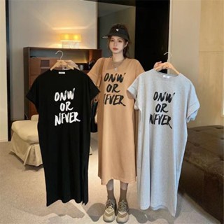大尺碼睡裙女 韓版ins風睡衣 oversize 短袖寬鬆中長款可外穿連身長裙 女版居家睡衣裙