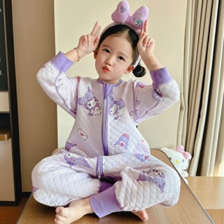 庫洛米春季加厚兒童睡衣秋冬保暖寶寶雙層美樂蒂家居服春秋連身防踢被睡袋