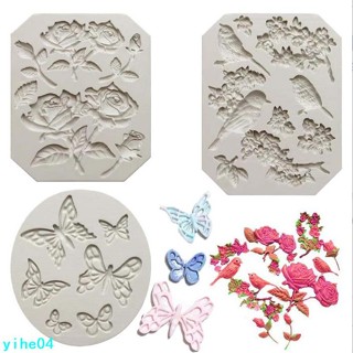 滿99元出貨~幹佩斯diy喜鵲蝴蝶玫瑰花造型矽膠模具小鳥翻糖巧克力蛋糕烘培模