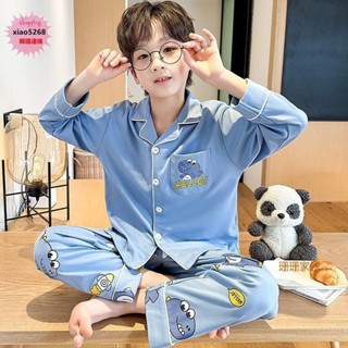WeiWei兒童睡衣男孩春秋季純棉長袖女童小孩中大童新款奧特曼家居服套裝舒適純棉睡衣