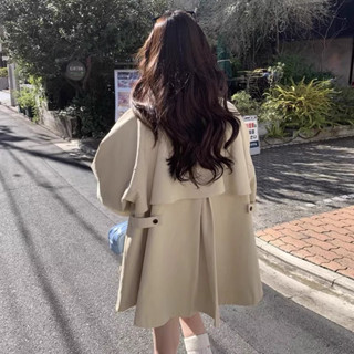 韓國chic秋季新款複古英倫風立領設計感小眾寬鬆長袖風衣外套女