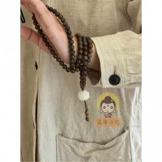 『師傅加持』祈福🔥開光 綠檀檀木手串黑檀古風手串蓮花無患子古著手鍊新中式飾品項鍊長款 避邪 開財庫 偏財 轉運 化太歲