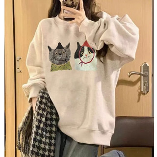 現貨 女裝 長袖 現貨 秋冬上衣 印花 美式復古上衣 長袖上衣 衛衣 美式外套 帽t 大學t 長袖大學t 寬鬆 大尺碼