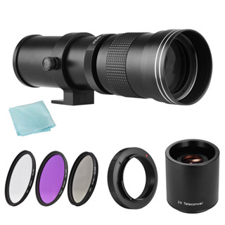 相機鏡頭相機 MF 超長焦變焦鏡頭 F/8.3-16 420-800mm T 卡口 + UV/CPL/FLD 濾鏡套裝