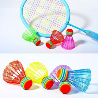 訓練球Badminton兒童羽毛球彩虹球塑膠耐打大頭球泡沫羽毛球幼兒彈力輕巧羽毛球25.4.27