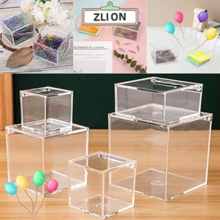 ZLION1儲物盒,多尺寸翻蓋塑料盒,實用帶蓋子亞克力方塊字珠寶化妝品存儲動漫模型