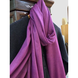 100% Pure Pashmina Cashmere 喀什米爾羊毛 手工圍巾 披肩 輕薄鑽石織紋-葡紫
