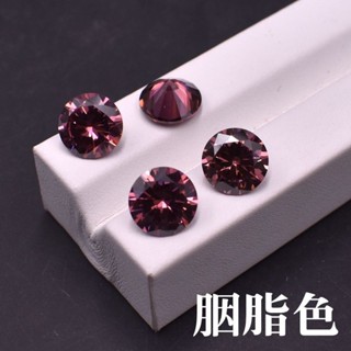 精選現貨~胭脂色圓形鋯石裸石咖啡色圓形戒面寶石CZ棕色戒指彩寶主配石DIY