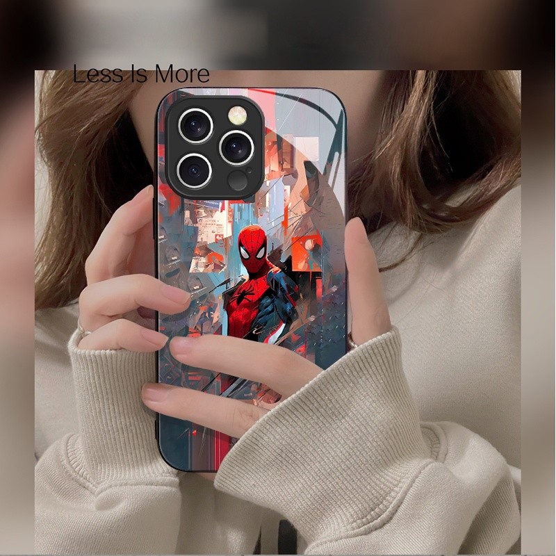 卡通蜘蛛人高級玻璃殼 iPhone 16 pro 15 plus 14 max 13 12 11 X 6 7 8 手機殼