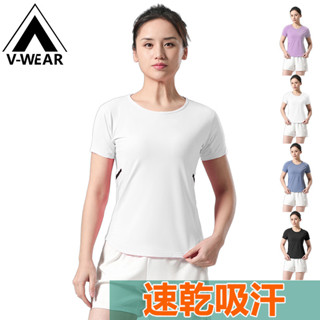 【V-W品牌】專業瑜伽服 寬鬆短袖 跑步上衣 運動T恤 訓練服 速乾短袖 健身T恤 素色上衣 純色內搭 登山上衣 釣魚服