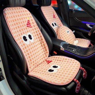 臺灣出貨汽車坐墊冬季加絨毛絨座墊四季通用粉色搞怪單片座椅冬款加熱女士