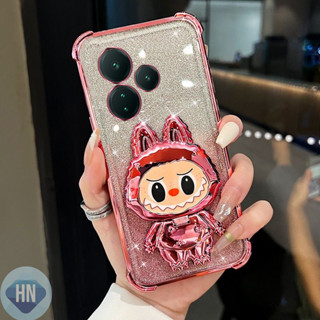 手機殼Realme C53 C51 NOTE 50創意拉布鏡支架帶四角氣囊加厚防摔手機殼