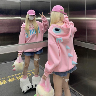 ✨買到賺到💗大oversize趣味立體恐龍衛衣 字母連帽衛衣 女多巴胺甜酷風開衫外套潮