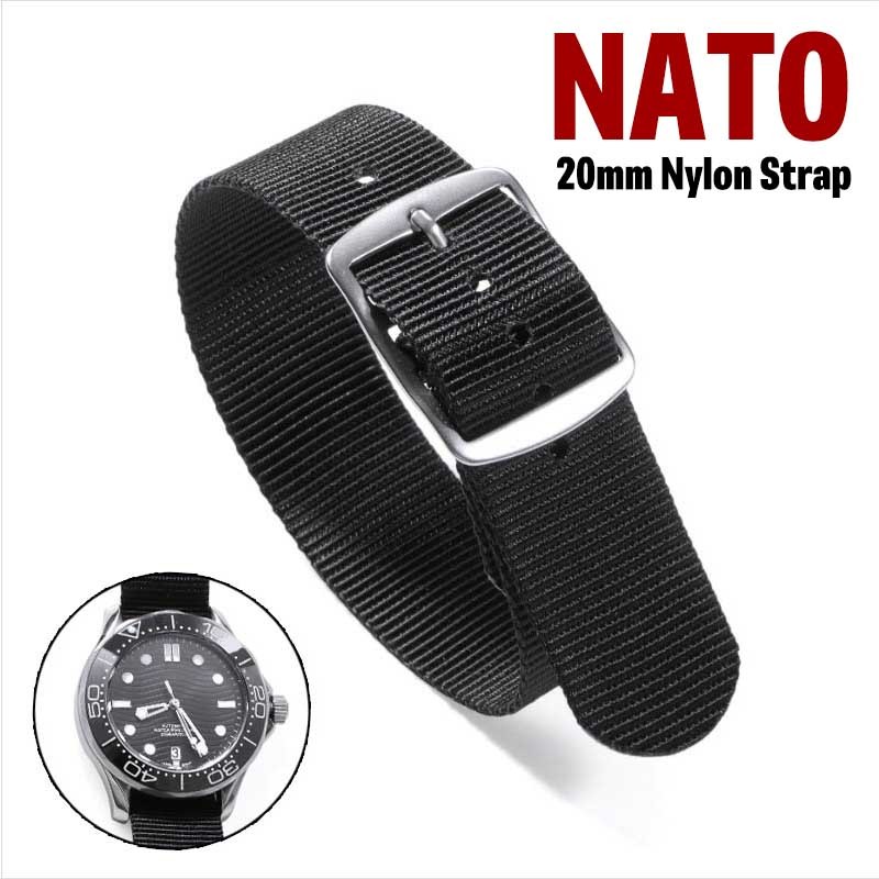 Nato 尼龍錶帶 20 毫米帆布錶帶適用於 Seiko Diver Weave Zulu Perlon 腕帶運動錶帶軍