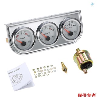 Crtw 52MM 油壓華氏水溫表電壓表鉻 3 合 1 儀表套件汽車摩托車儀表