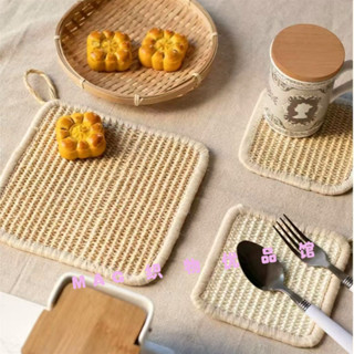 ❀MAG織物優品❀ 爆款熱賣❣ INS款 日式侘寂手工編織餐墊 廚房加厚防燙隔熱鍋墊 咖啡杯墊 碗墊