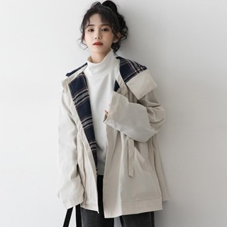 潮牌風衣外套女2025春秋寬鬆韓版港風連帽加厚學生休閒夾克潮25.05.4