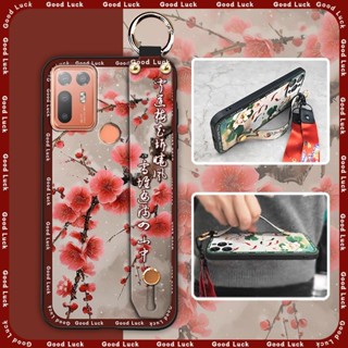 掛繩創意HTC D20 Plus/Desire 20+手機殼錦鯉媽媽中國風腕帶新中式矽膠指環軟殼新款支架老年中年牡丹