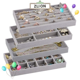 ZLION1項鍊展示託盤,可堆疊天鵝絨絲絨首飾收納盒,抽屜盒整理託盤戒指手鍊項鍊
