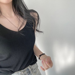 【HOT 本舖】 韓國chic百搭v領修身針織吊帶上衣無袖內搭外穿背心