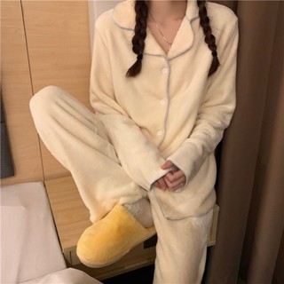 🔥臺灣熱銷🔥秋冬睡衣 長袖睡衣 睡衣套裝 ins珊瑚絨睡衣女秋冬韓版加絨加厚長袖長褲法蘭絨寬鬆家居服套裝 居家服