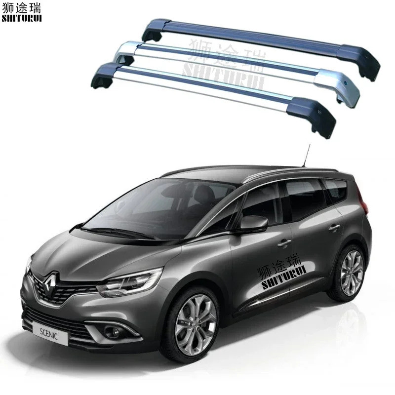 2 件車頂桿適用於雷諾 Grand Scénic（Mk. IV)，5-dr MPV，2017+ 鋁閤金側桿橫軌車頂行李架