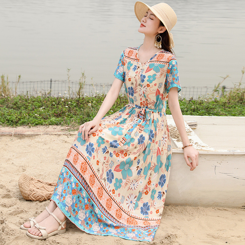 ️ 2025 baju pantai wanita rok panjang perempuan 民族夏季 Simia 加