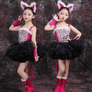 兒童表演服愛跳舞的小怪獸女舞蹈亮片幼兒園幼兒蓬蓬紗裙動物服裝5.9..*3