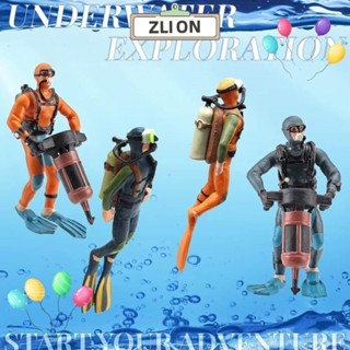 ZLION1模擬潛水員微型模型,娃娃場景海底探索潛水員模型,新的藍色橙子ＰＶＣ模擬娃娃擺件玩具
