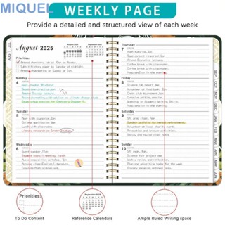 MIQUELA5議程本,12個月做筆記日程安排記事本,彩色花朵圖案待辦事項清單活頁線圈筆記本