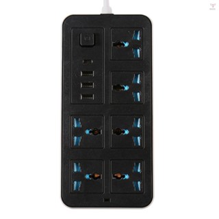 帶 6 個浪湧保護插座的電源板、3 個 USB 埠和 1 個 Type-C 埠多埠插頭多功能開關插座
