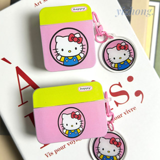 適用於 Airpods 4 Pro 2 3 1 Sweet Hello Kitty 對比色方形軟 TPU 防震耳機套帶防