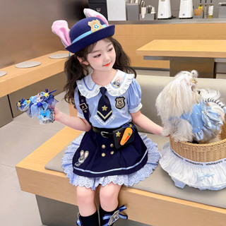 Zootopia 軍官朱迪霍普斯女孩角色扮演短袖套裝夏季新款校服迪士尼服裝