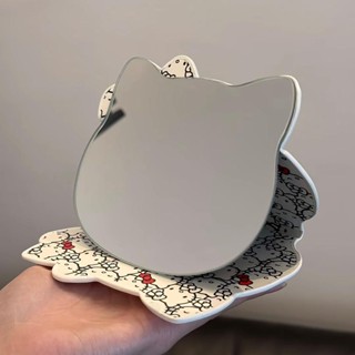 小太陽☀️hellokitty鏡子桌麵翻蓋化妝鏡便攜隨身手持折疊鏡學生宿捨梳妝鏡