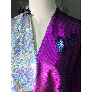 時尚彩鐳射色高階訂製服裝表演服婚紗禮服裙子亮片設計師材質
