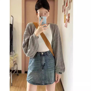 【Season Wardrobe】韓版鏤空針織衫開衫罩衫女25年夏季氣質灰色寬鬆防曬披肩外套上衣