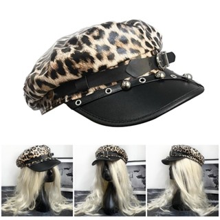 Mary Trendy Leopards 鉚釘帽子休閒街頭帽子街頭風格女士帽子適合時尚個人